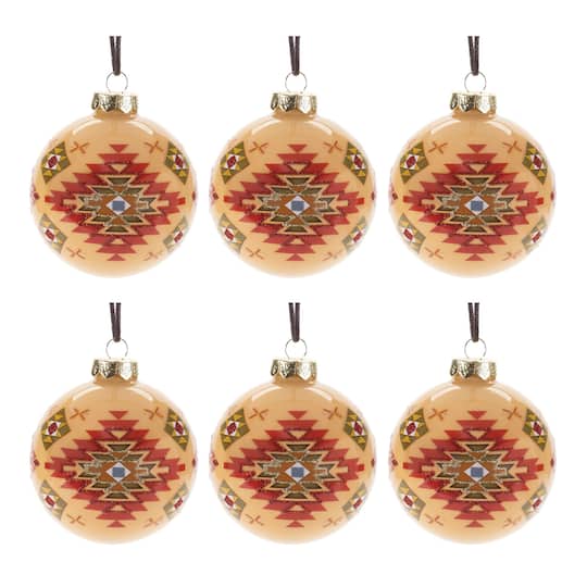 4" Western Glass Ball Ornament, 6ct.